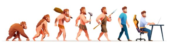 evolution is impossible - human evolution illustrated in cartoon
